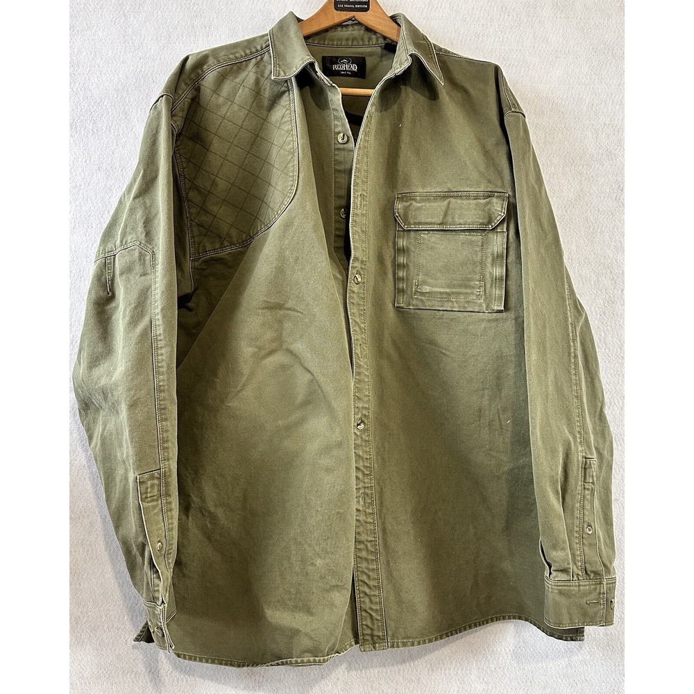 Redhead Button Up Shirt Green Quilted Shoulder Men's XLT Tall
